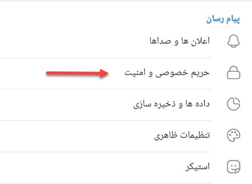 انتخاب بخش حریم خصوصی و امنیت